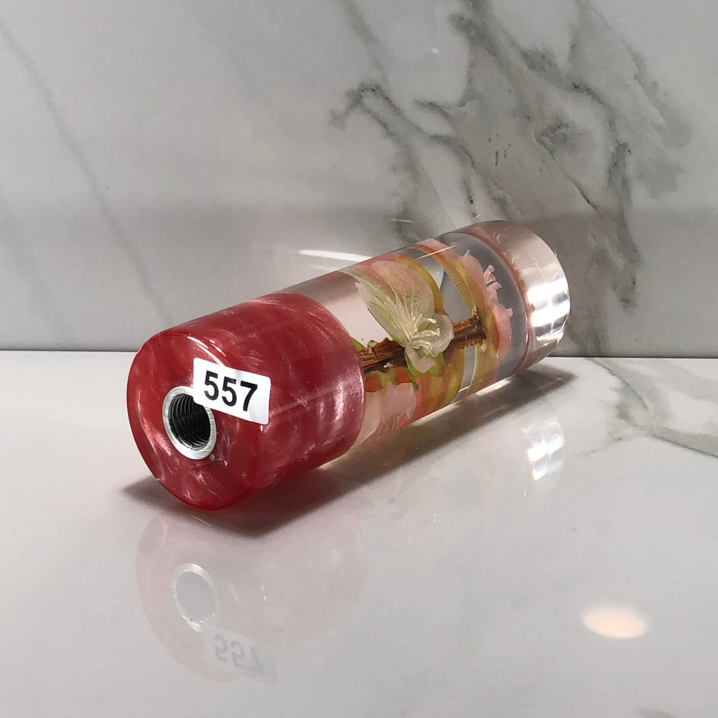 115mm Peach Blossom Resin Shift Knob — 4.5 in, 12mm x 1.25
