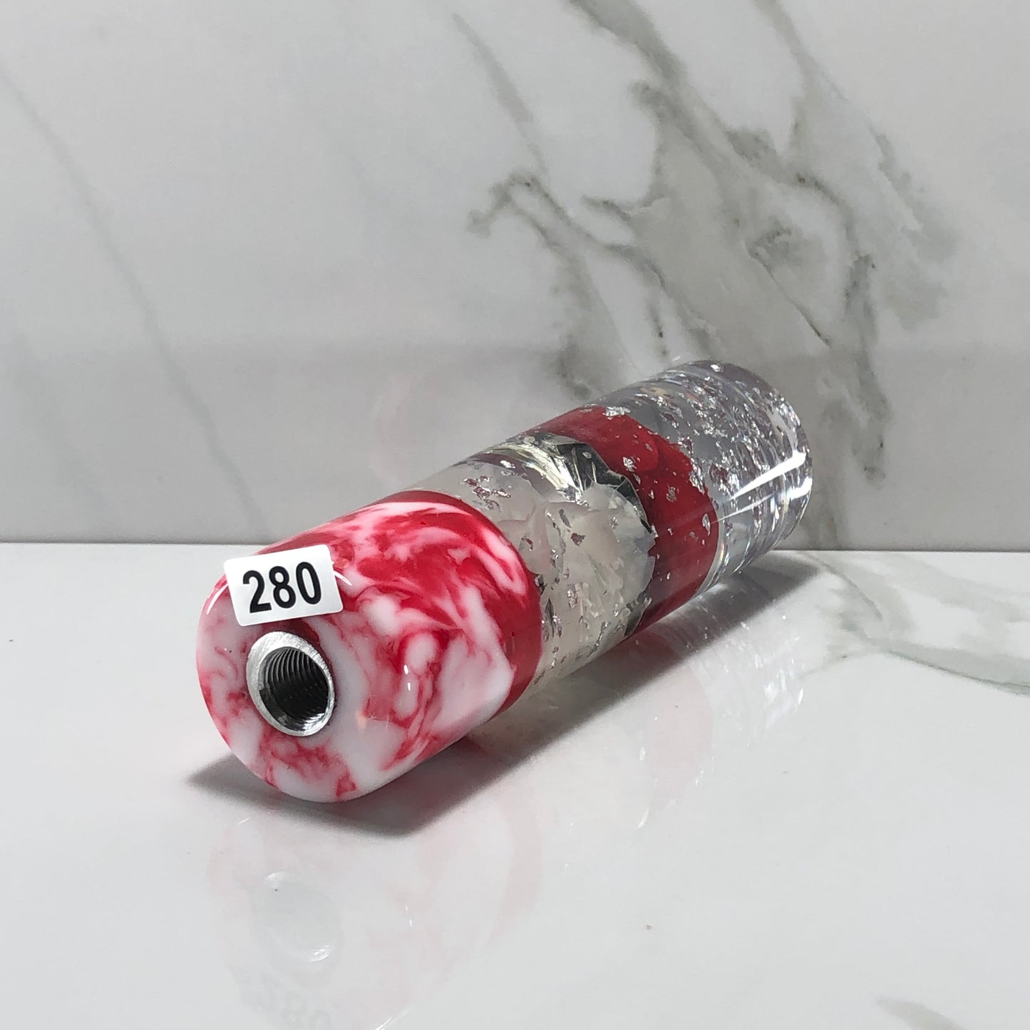 Mr__Grip 5 3/4 Inch Resin Custom Shift Knob Red Rose White cherry blossom  JDM