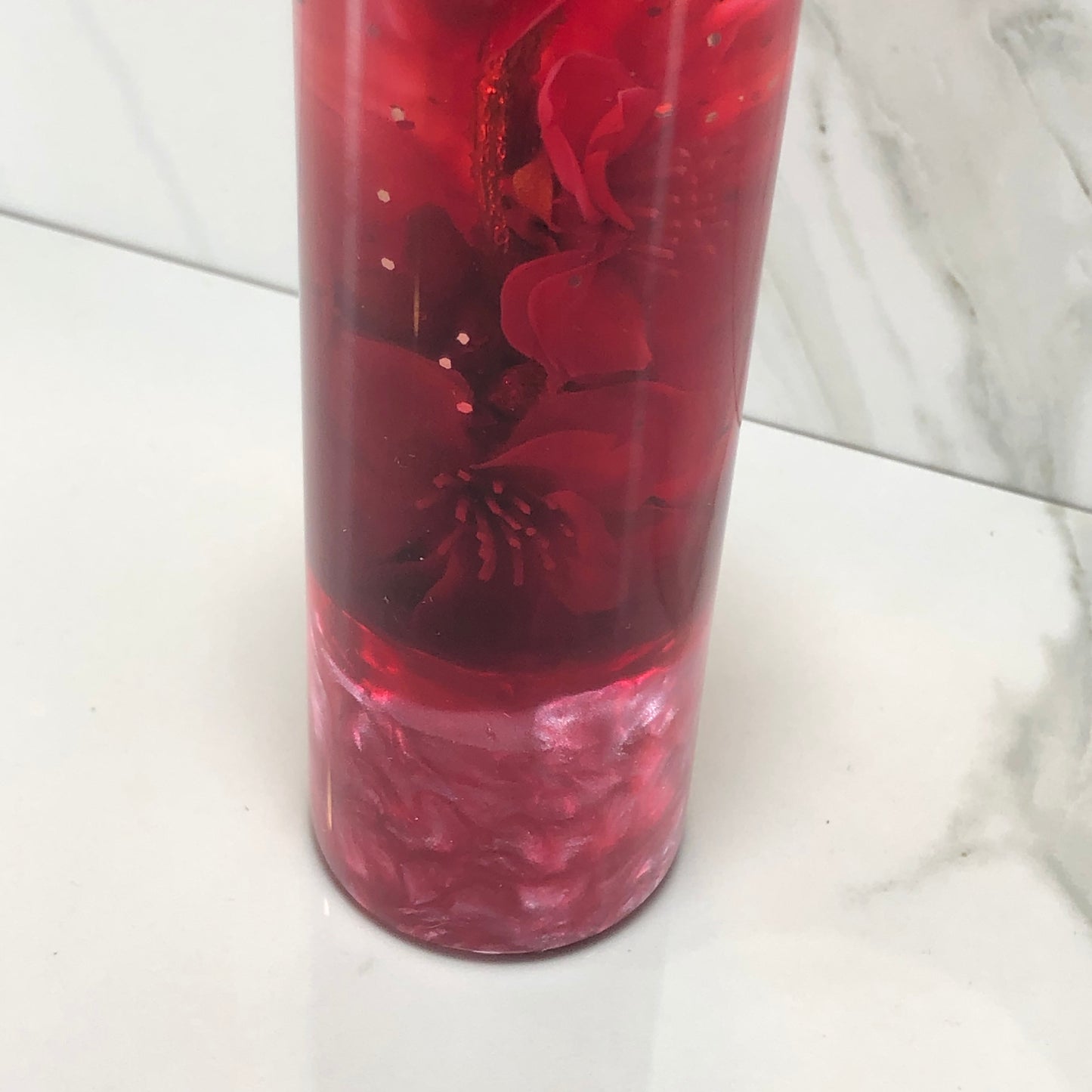 Mr__Grip 5 3/4 Inch Resin Custom Shift Knob red bleeding Cherry Blossom