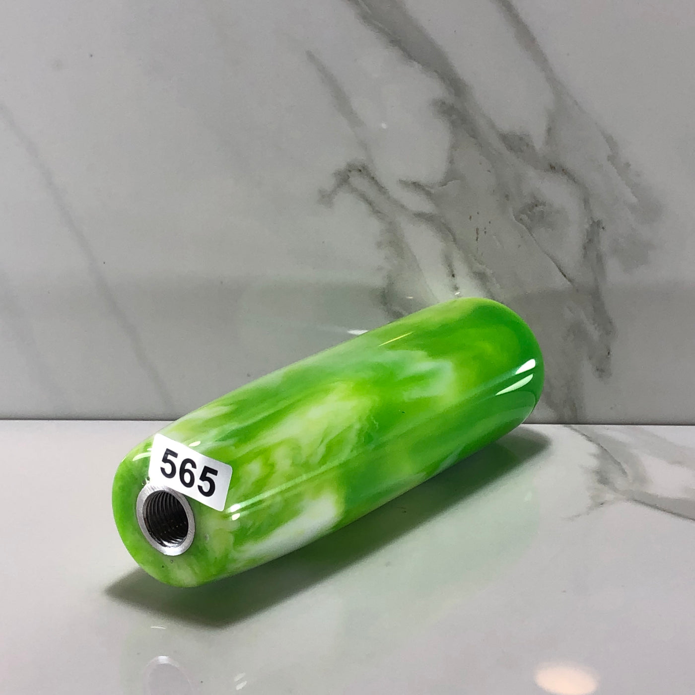 140mm Green White Swirl Resin Shift Knob — 5.5 in, 12mm x 1.25