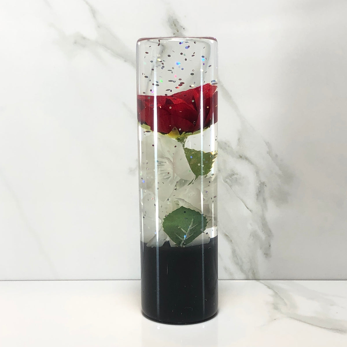 140mm Red Rose Resin Shift Knob — 5.5 in, 12mm x 1.25