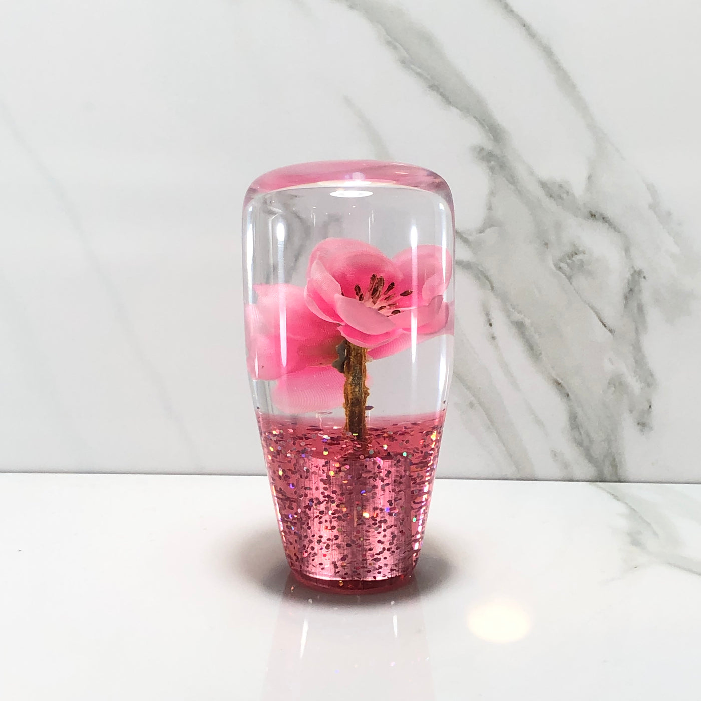 95mm Pink Blossom Resin Shift Knob — 3.5 in, 12mm x 1.25