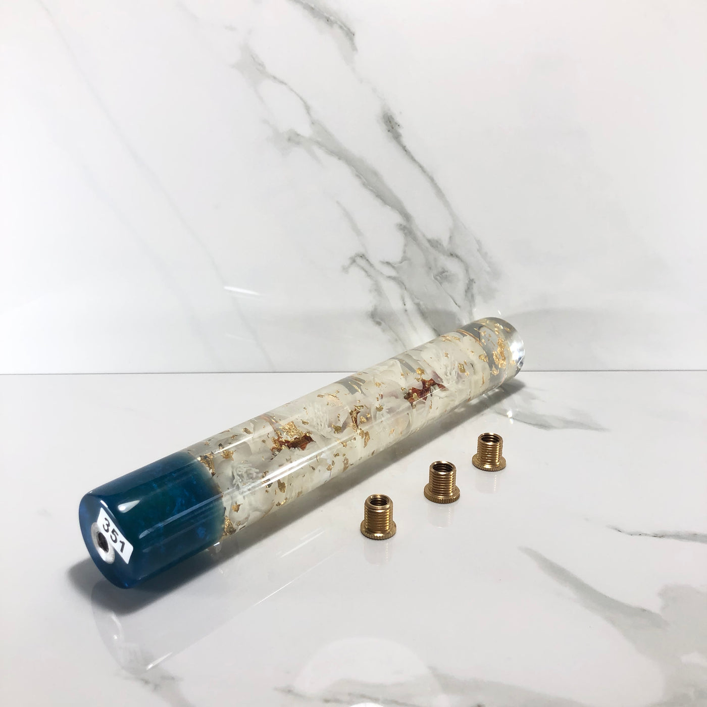 254mm White Blossom Resin Shift Knob — 10 in, 12mm x 1.25