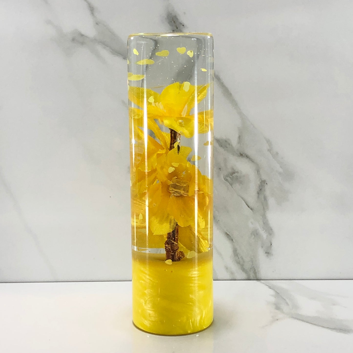 Mr__Grip 5 1/2 Inch Resin Custom Shift Knob yellow Cherry Blossom