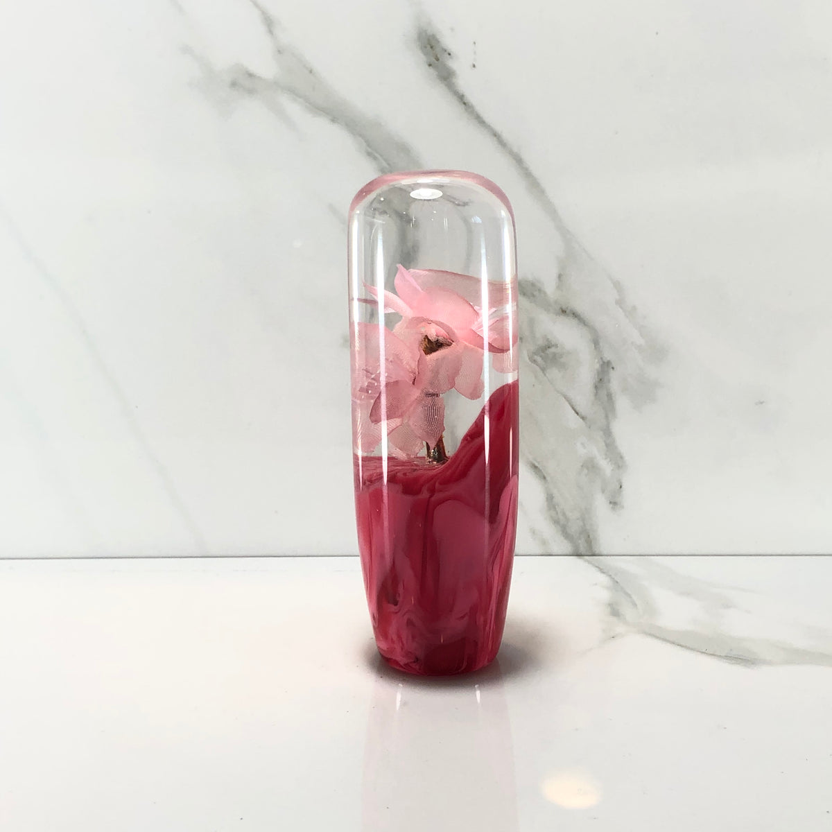 115mm Pink Blossom Joystick Resin Shift Knob — 4.5 in, 12mm x 1.25