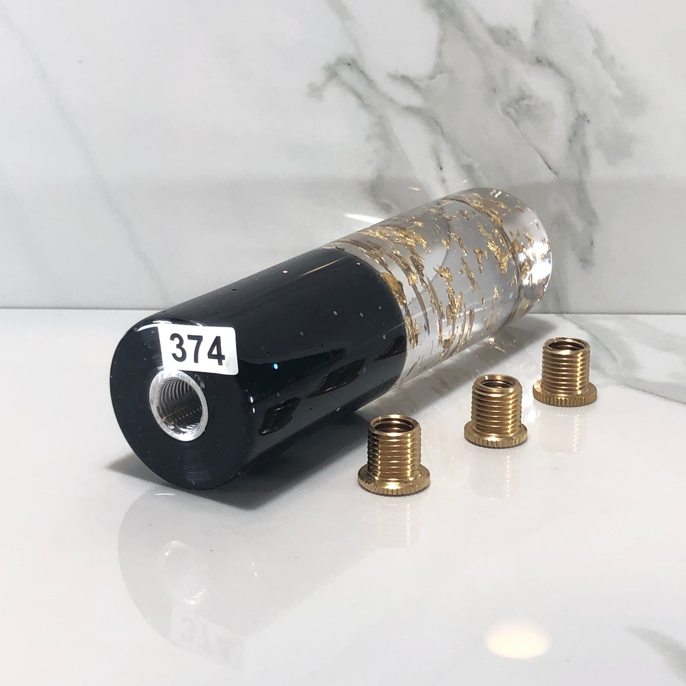 140mm Gold Gold Leaf Resin Shift Knob — 5.5 in, 12mm x 1.25