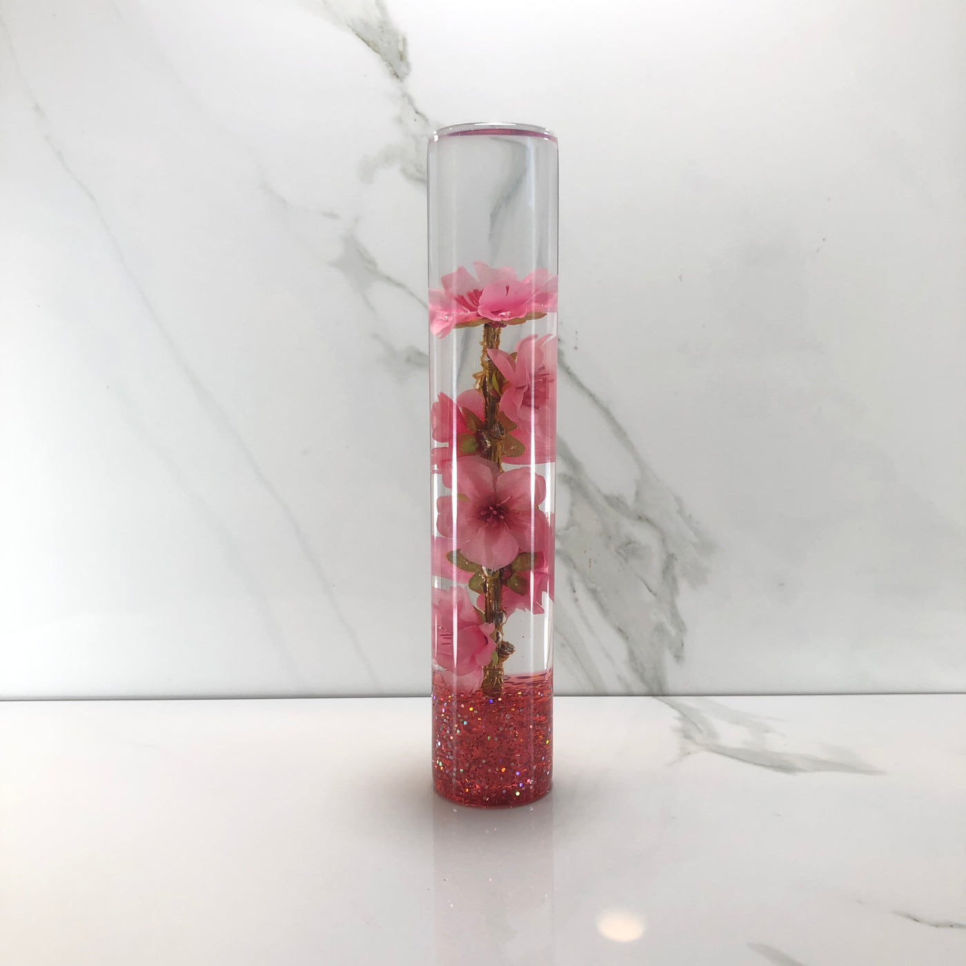 190mm Pink Cherry Blossom Resin Shift Knob — 7.5 in, 12mm x 1.25