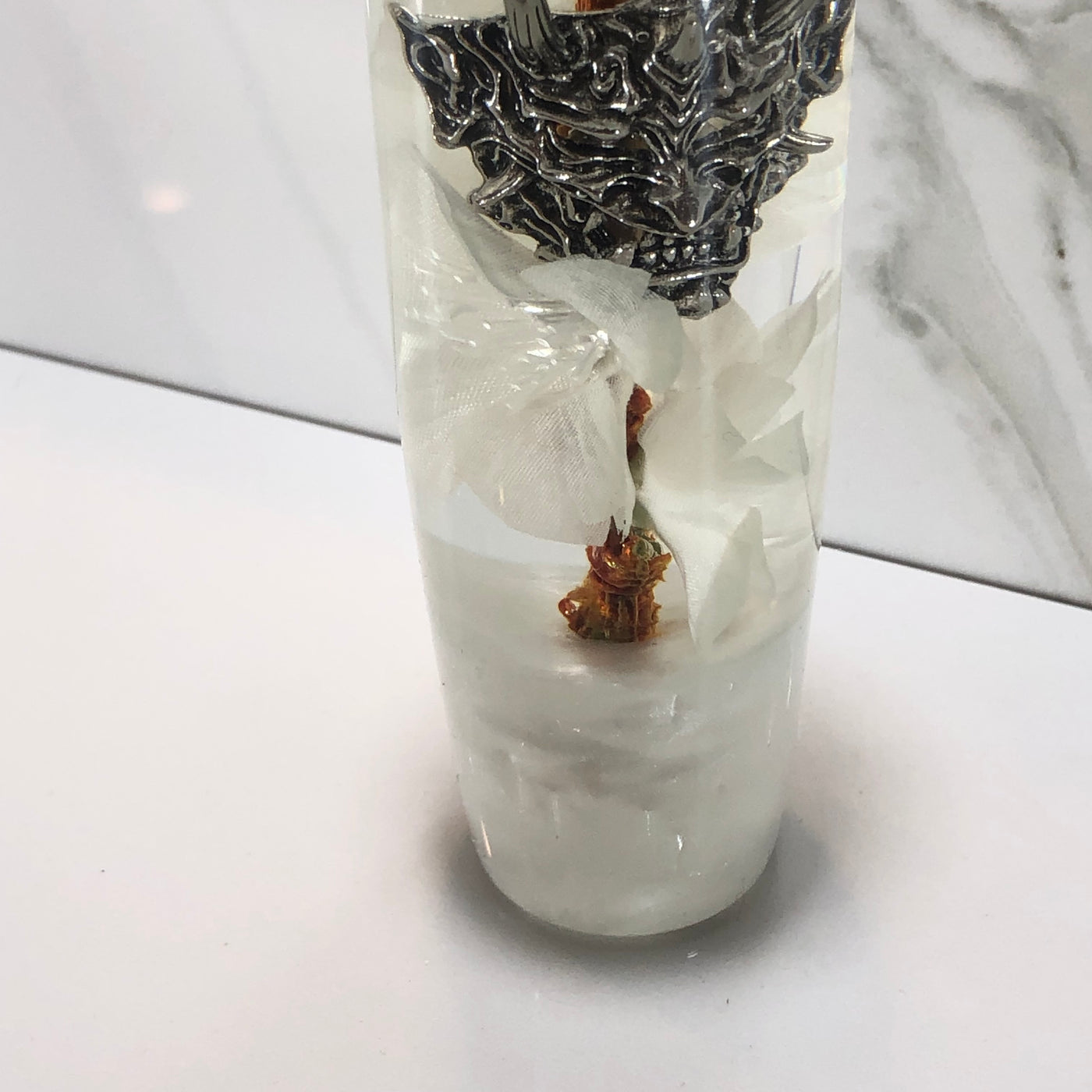 140mm White Blossom Hannya Mask Resin Shift Knob — 5.5 in, 12mm x 1.25