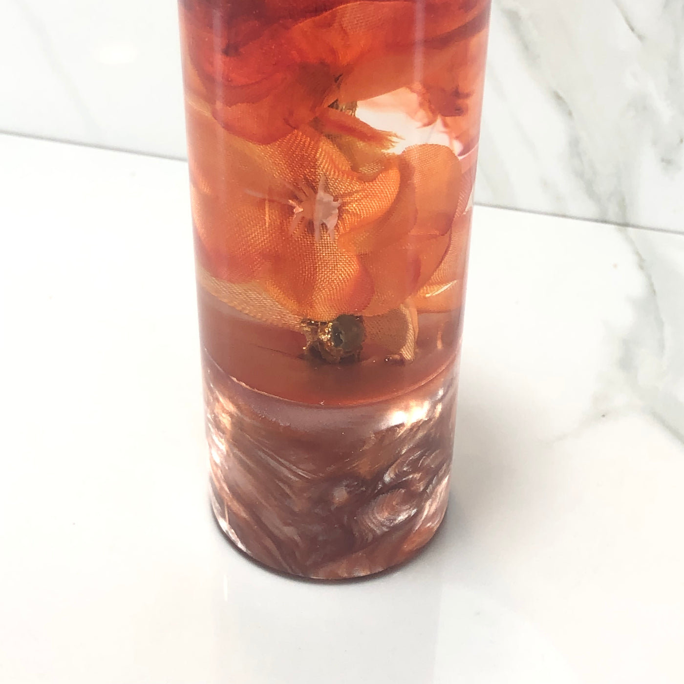 115mm Orange Cherry Blossom Resin Shift Knob — 4.5 in, 12mm x 1.25