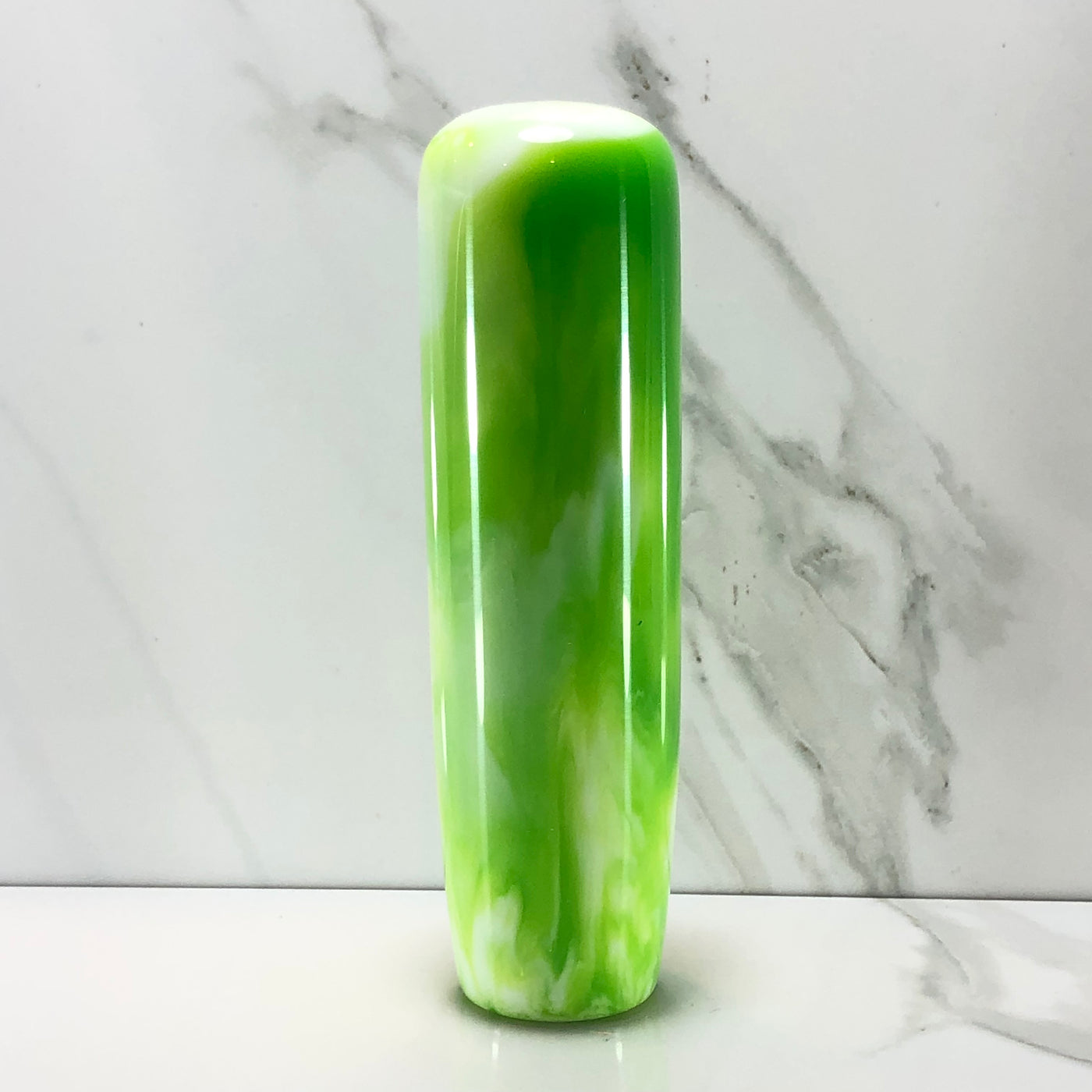 140mm Green White Swirl Resin Shift Knob — 5.5 in, 12mm x 1.25