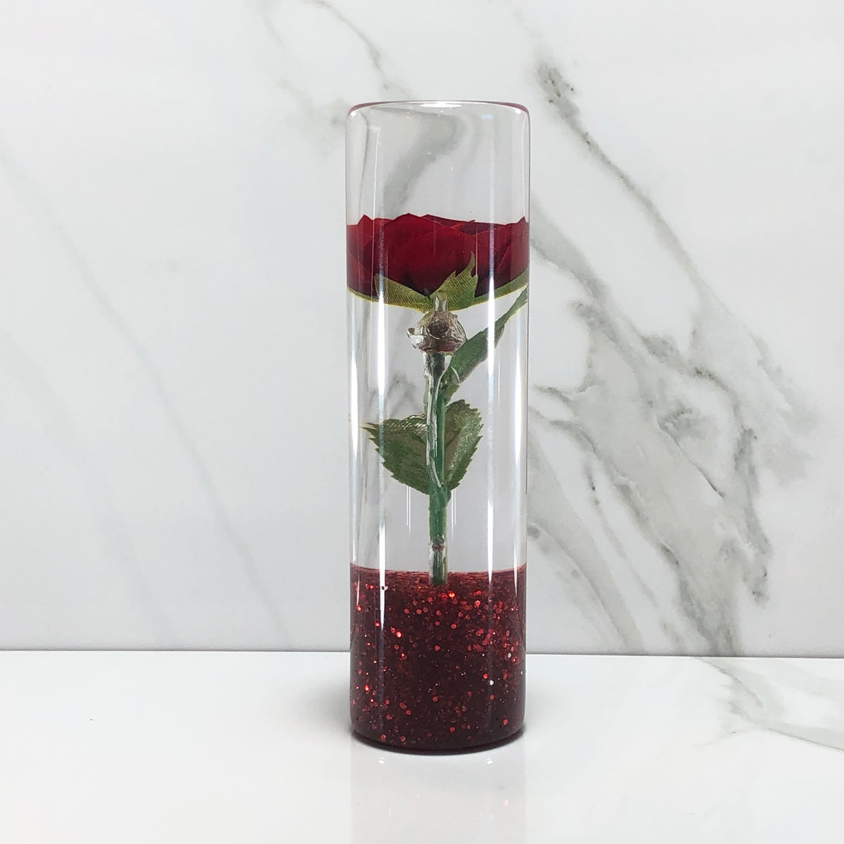 140mm Red Rose Resin Shift Knob — 5.5 in, 12mm x 1.25