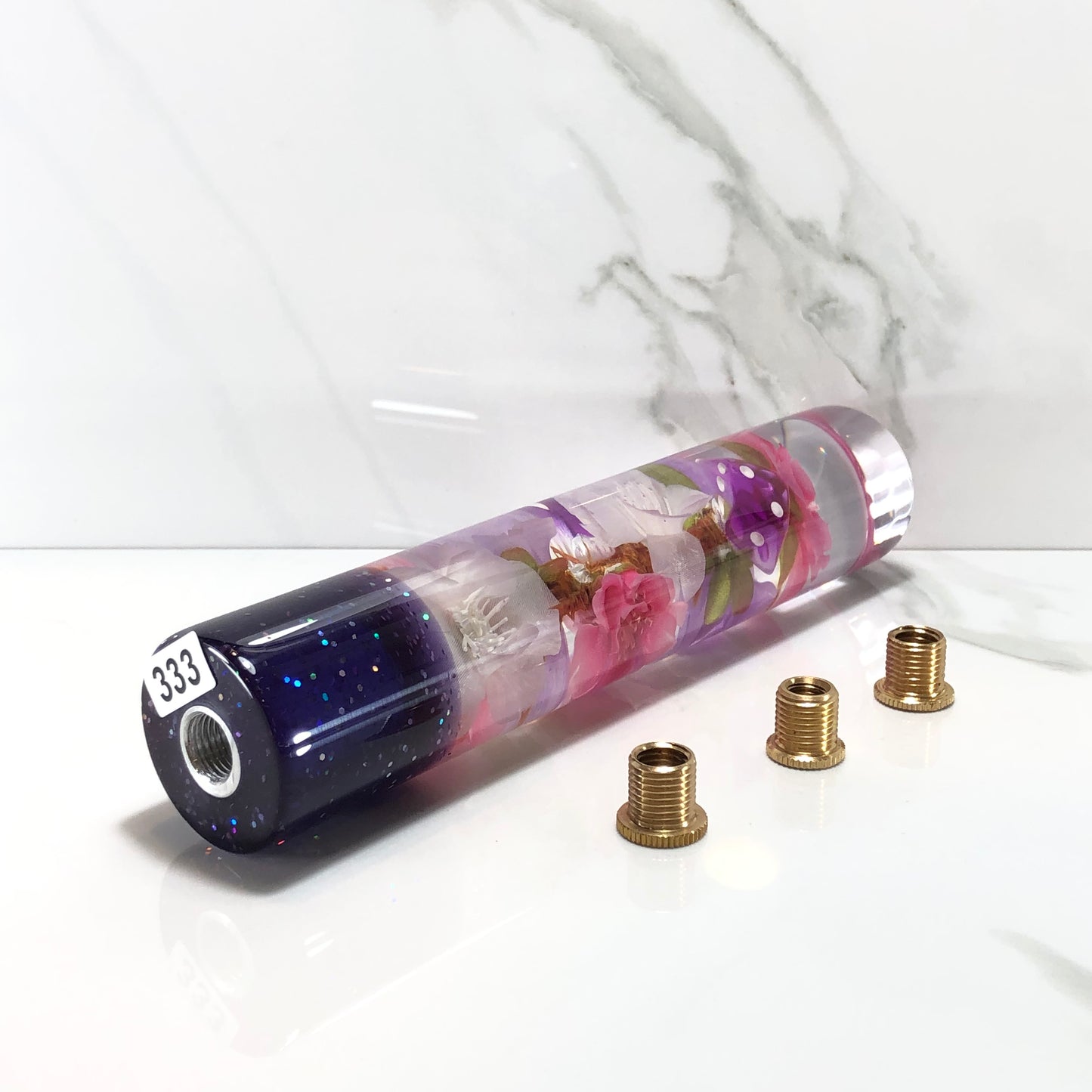 Mr__Grip 7 Inch Resin Custom Shift Knob purple And white  Cherry Blossom  JDM #333