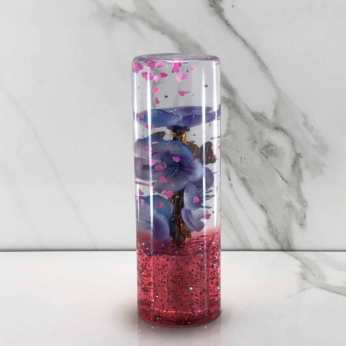 115mm Purple Blossom Charm Resin Shift Knob — 4.5 in, 12mm x 1.25