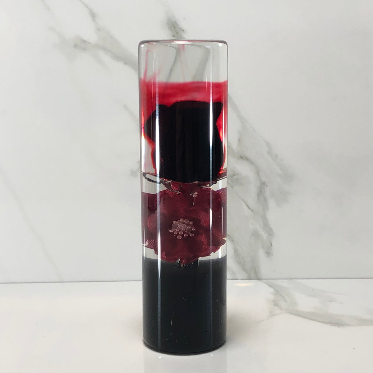 140mm Red Rose Blossom Resin Shift Knob — 5.5 in, 12mm x 1.25