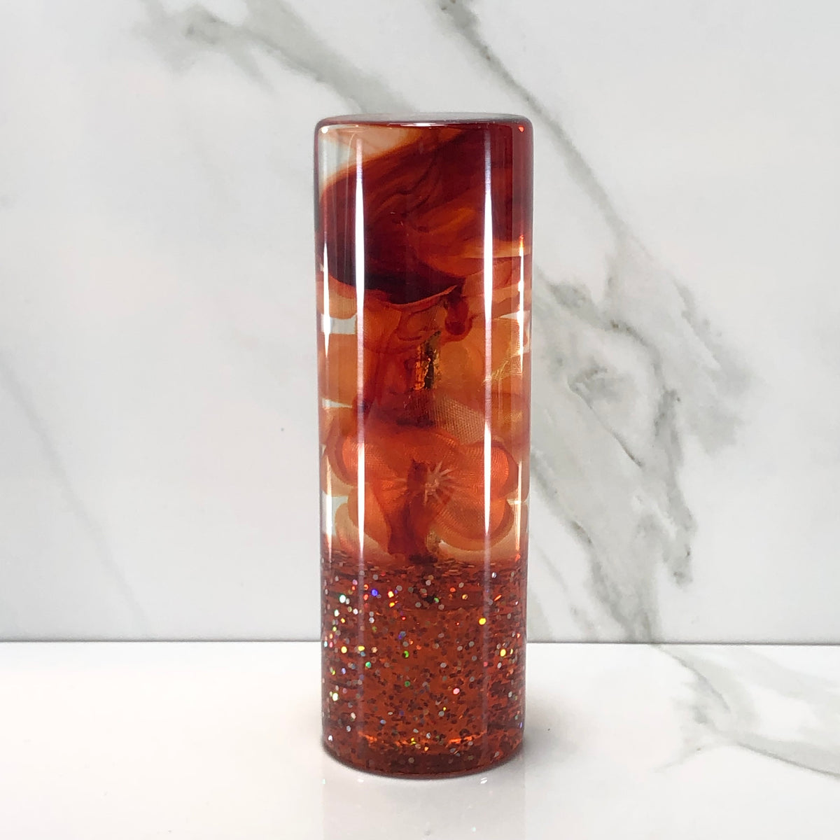 115mm Orange Flower Resin Shift Knob — 4.5 in, 12mm x 1.25