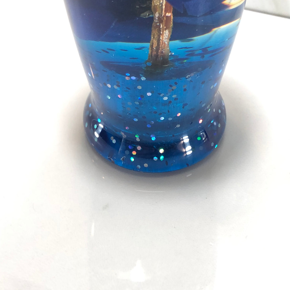 95mm Blue Blossom Resin Shift Knob — 3.5 in, 12mm x 1.25