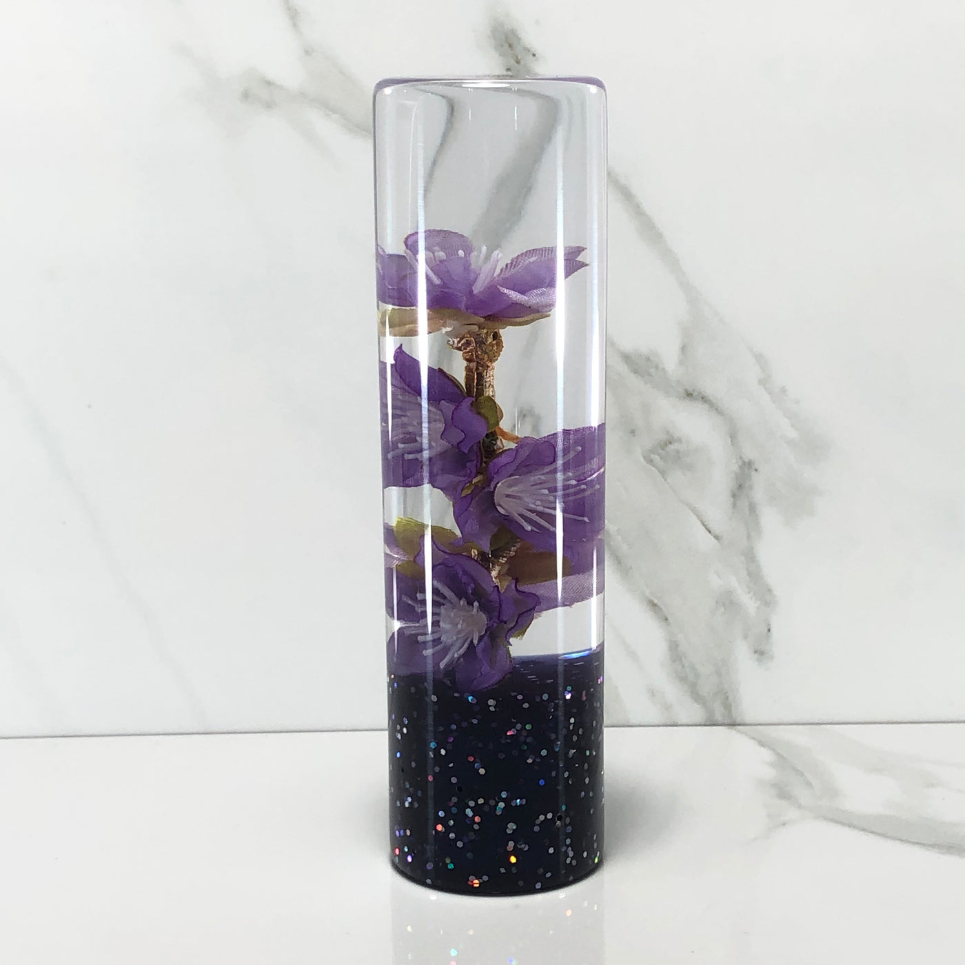 140mm Purple Blossom Resin Shift Knob — 5.5 in, 12mm x 1.25