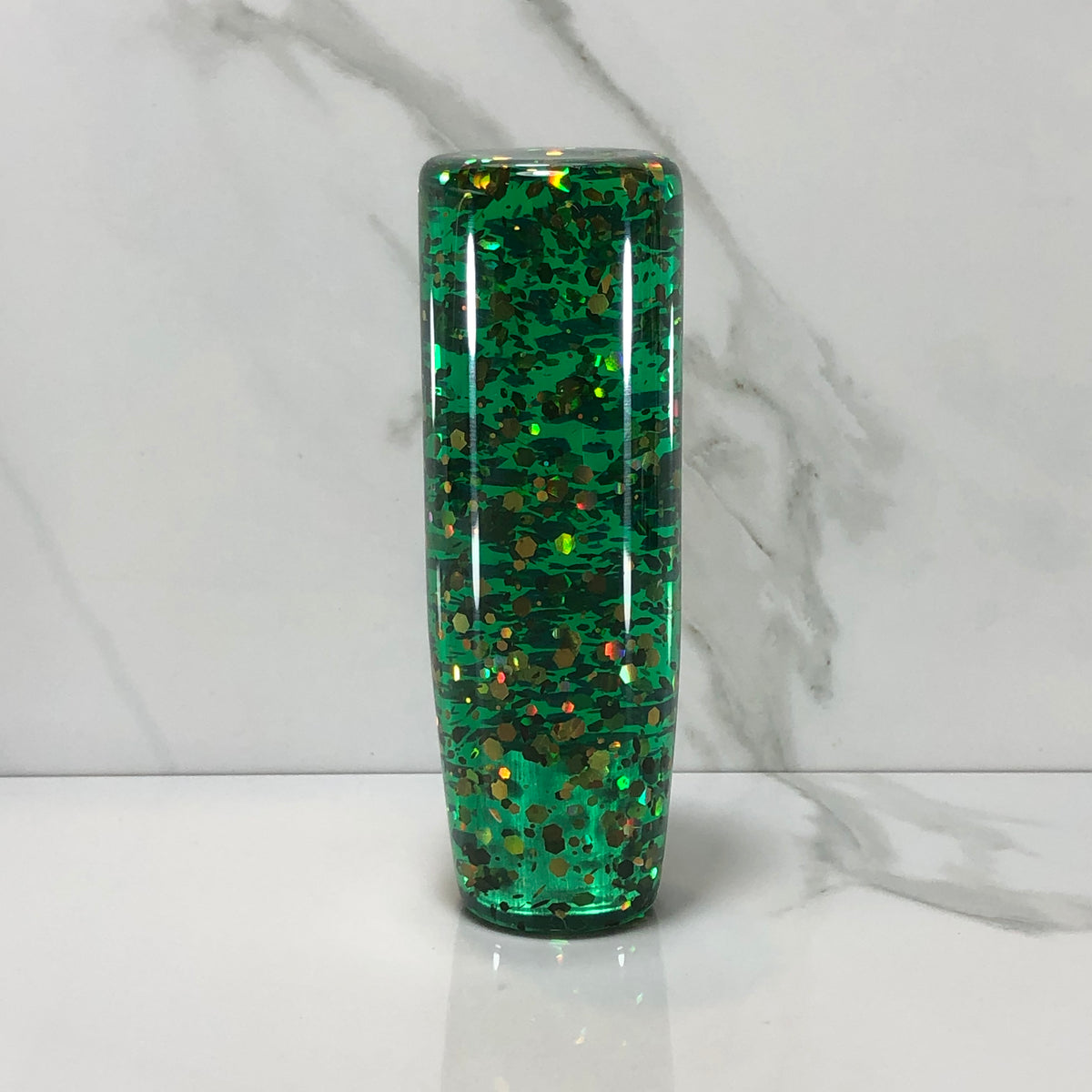 115mm Green Gold Flakes Joystick Resin Shift Knob — 4.5 in, 12mm x 1.25