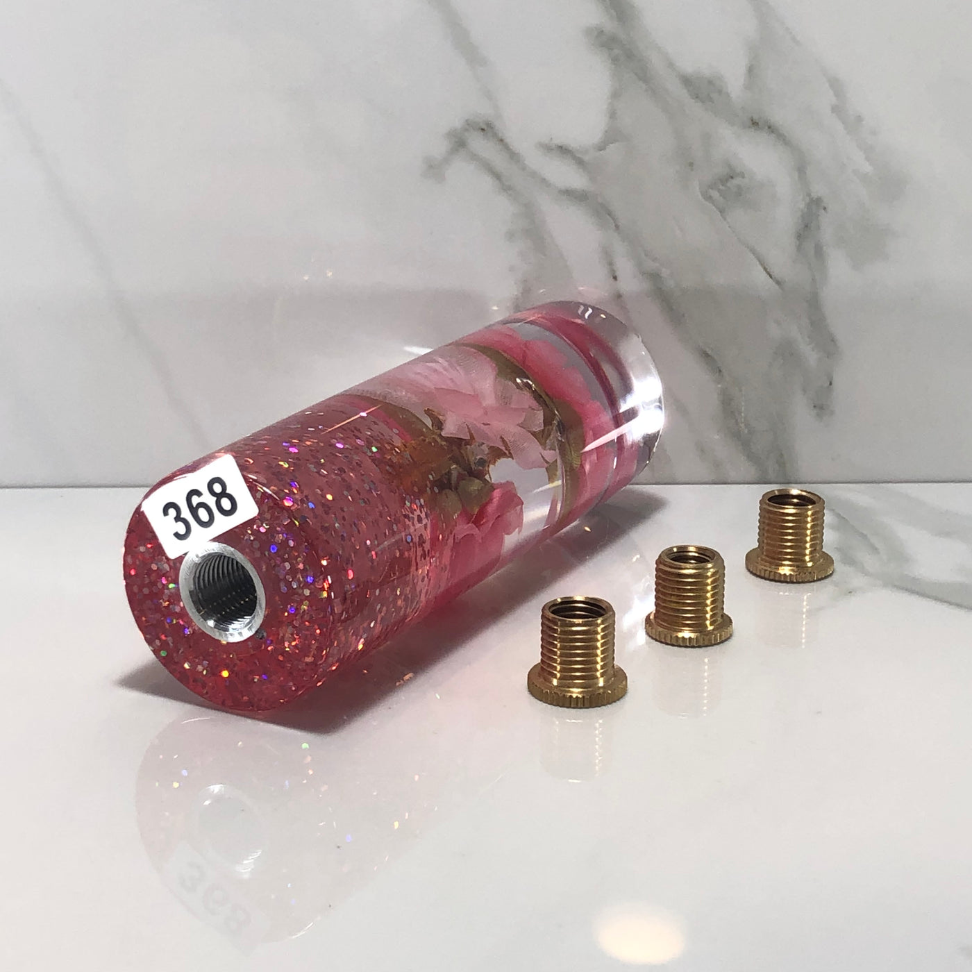 115mm Pink Blossom Resin Shift Knob — 4.5 in, 12mm x 1.25