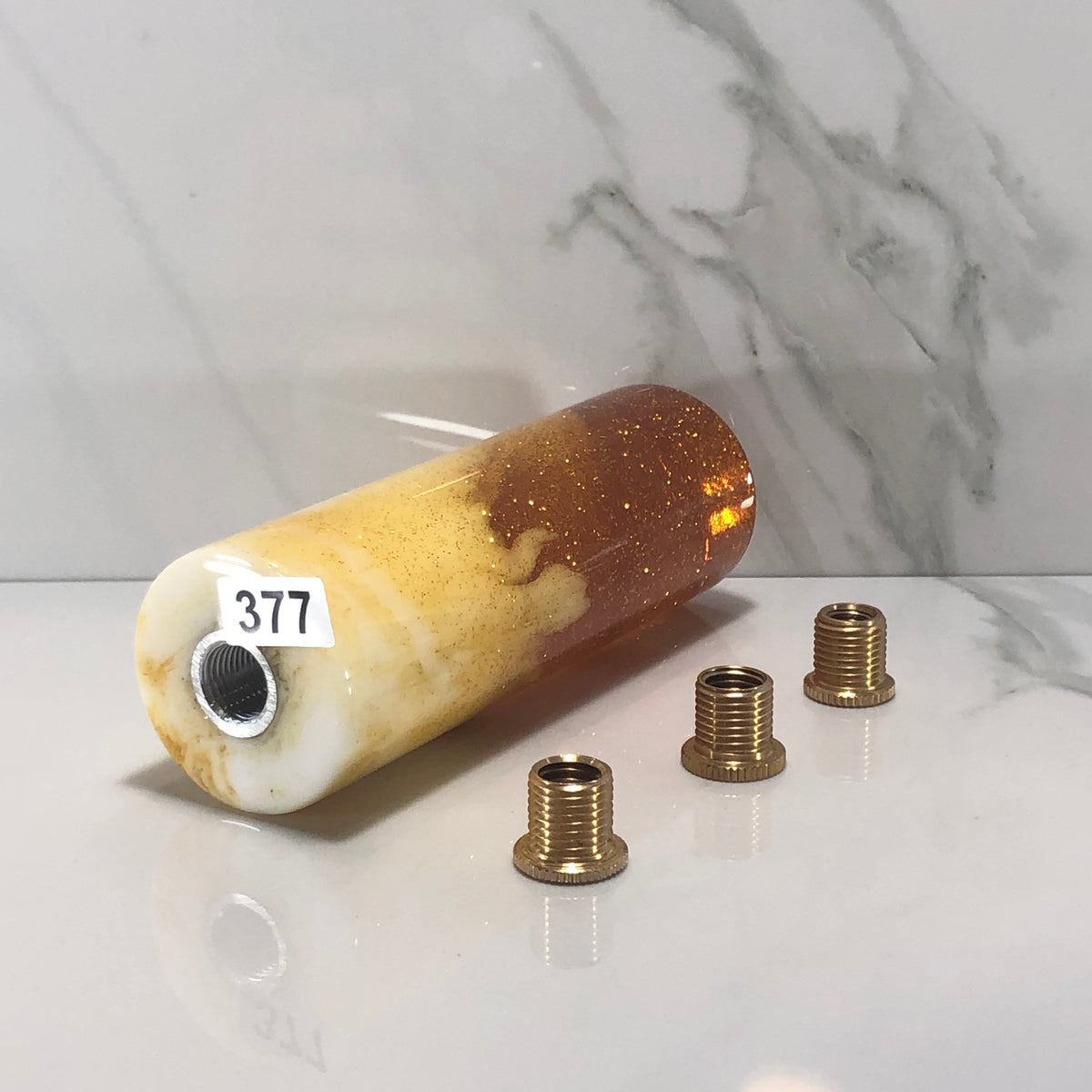 115mm Gold Glitter Resin Shift Knob — 4.5 in, 12mm x 1.25