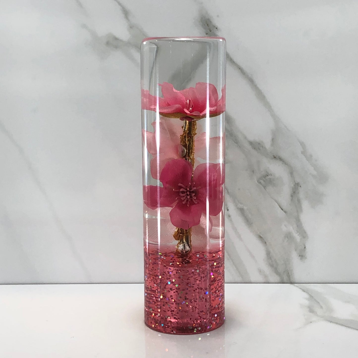 Mr__Grip 5 1/2 Inch Resin Custom Shift Knob Pink And Light Pink Cherry Blossom #457