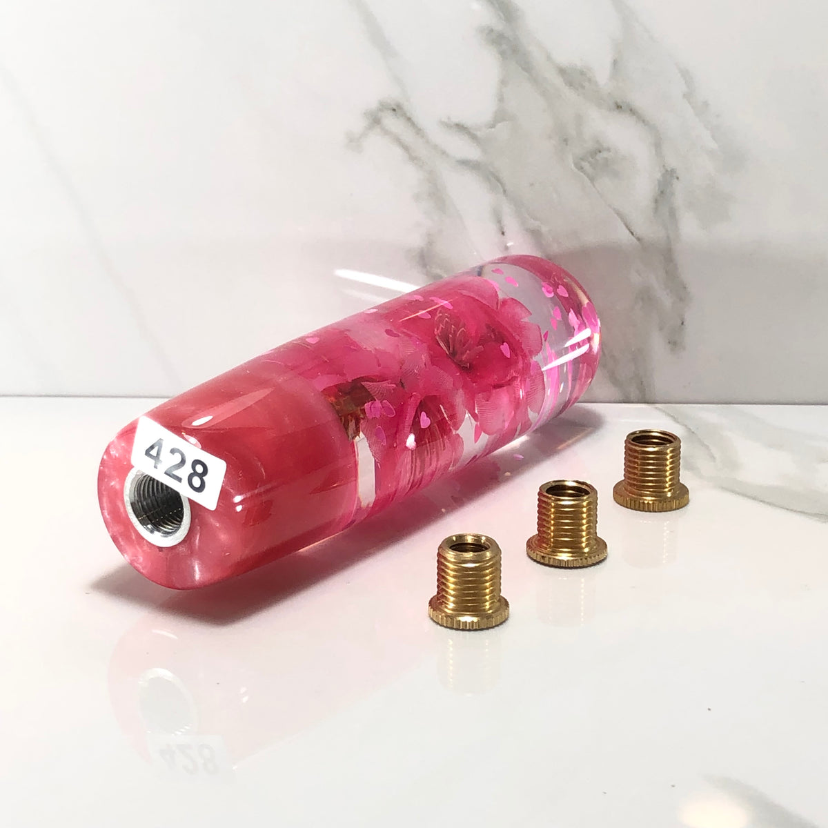 140mm Pink Blossom Resin Shift Knob — 5.5 in, 12mm x 1.25