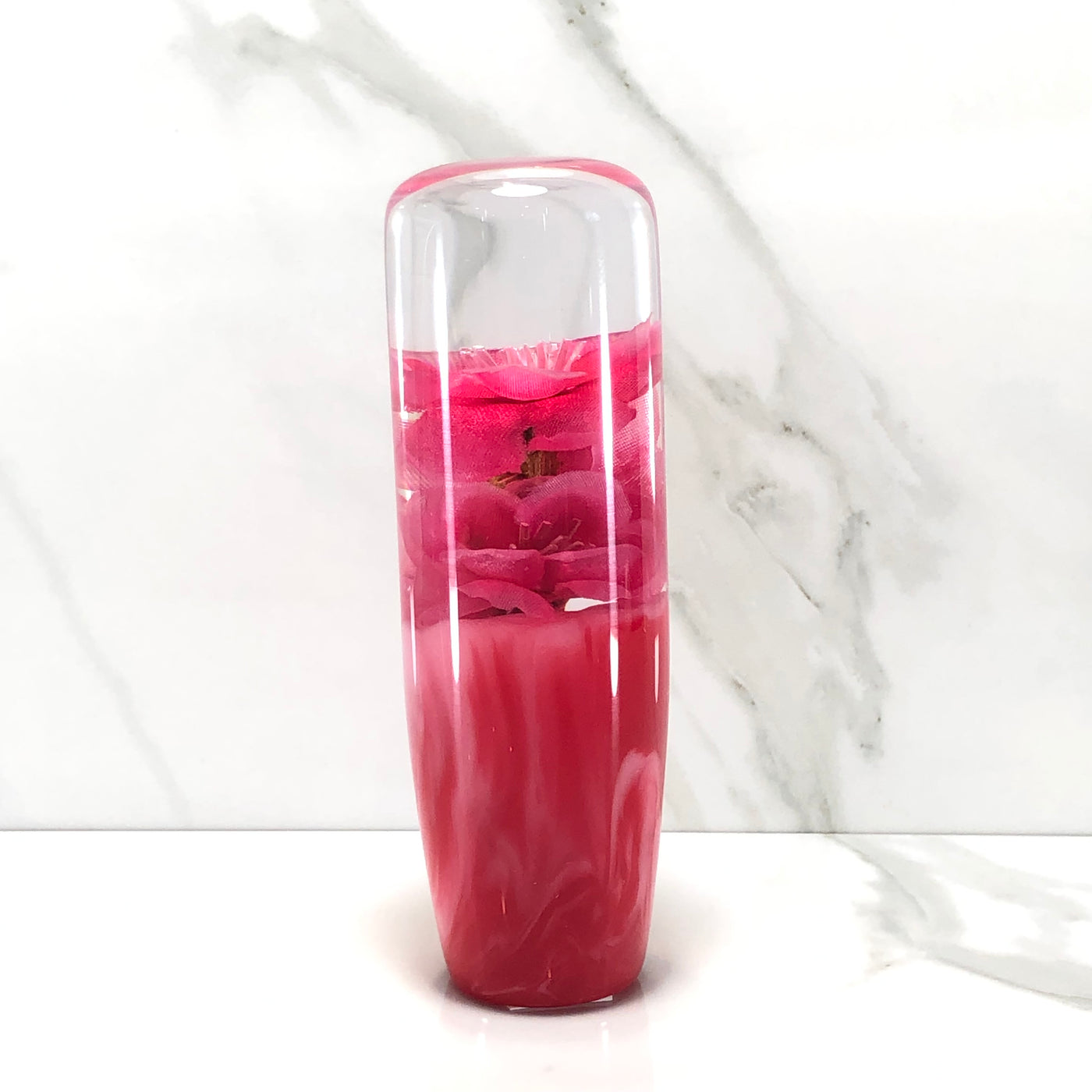 115mm Pink Flower Resin Shift Knob — 4.5 in, 12mm x 1.25