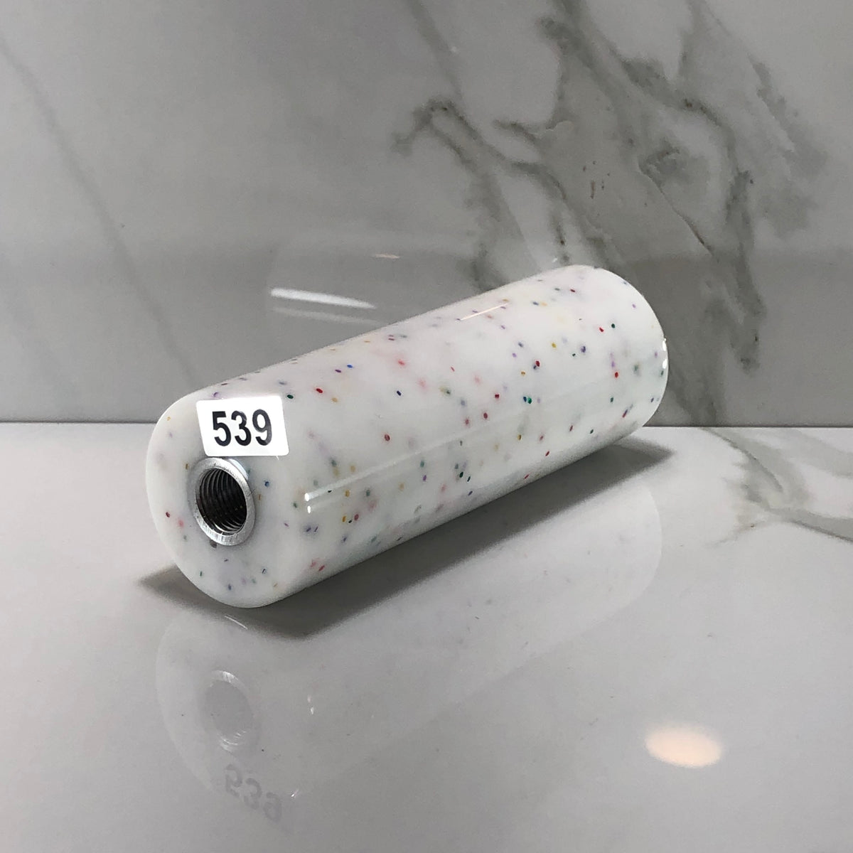 115mm White Resin Shift Knob — 4.5 in, 12mm x 1.25