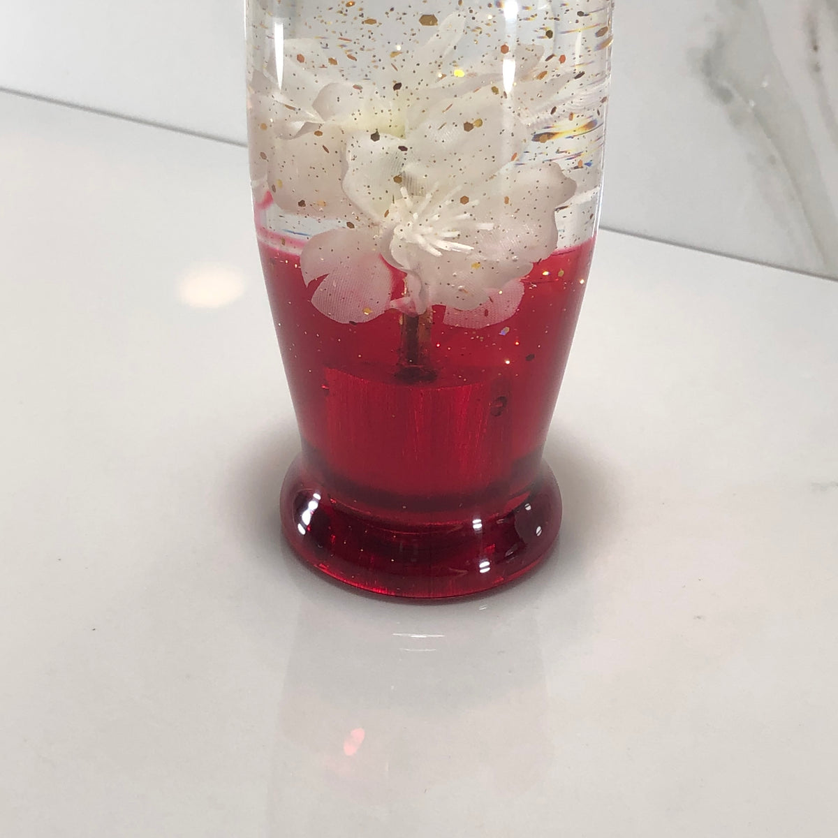 95mm White Blossom Resin Shift Knob — 3.5 in, 12mm x 1.25