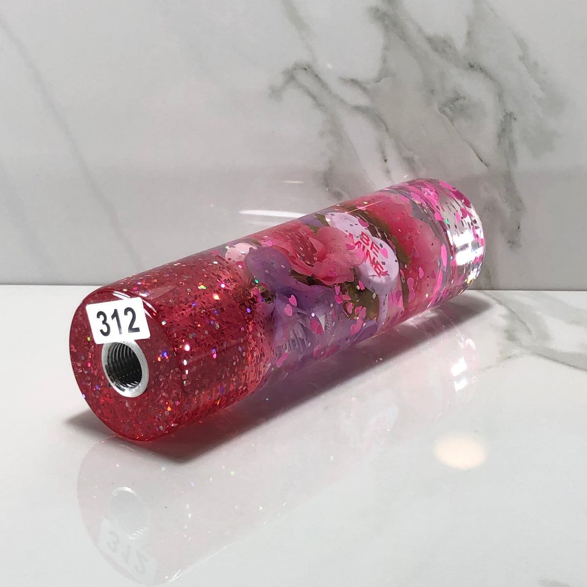 140mm Pink Purple Blossom Charm Resin Shift Knob — 5.5 in, 12mm x 1.25