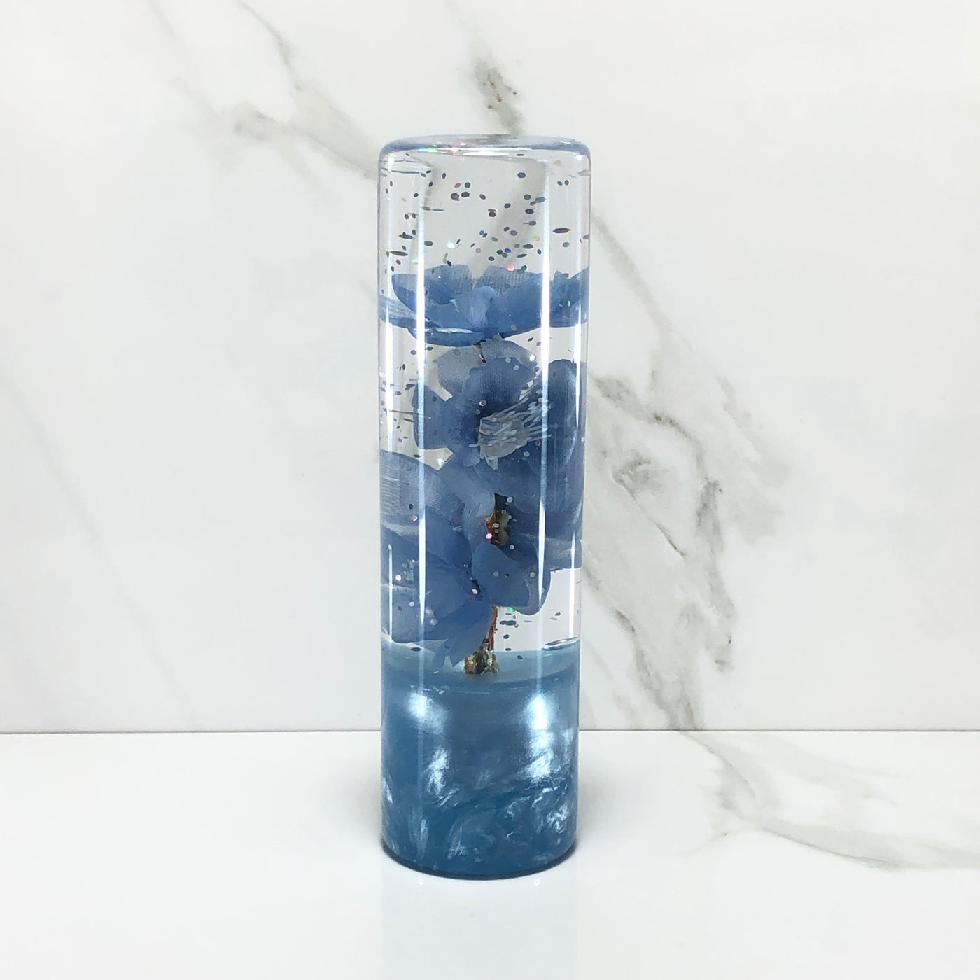 140mm Light Blue Blossom Resin Shift Knob — 5.5 in, 12mm x 1.25