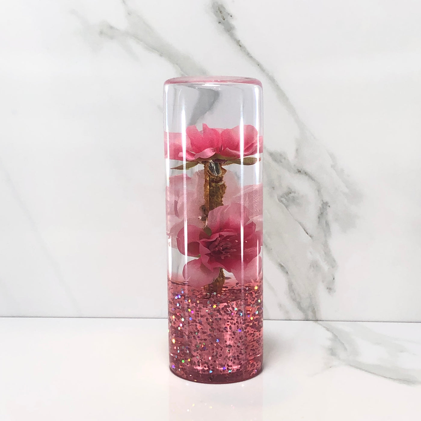 115mm Pink Blossom Resin Shift Knob — 4.5 in, 12mm x 1.25
