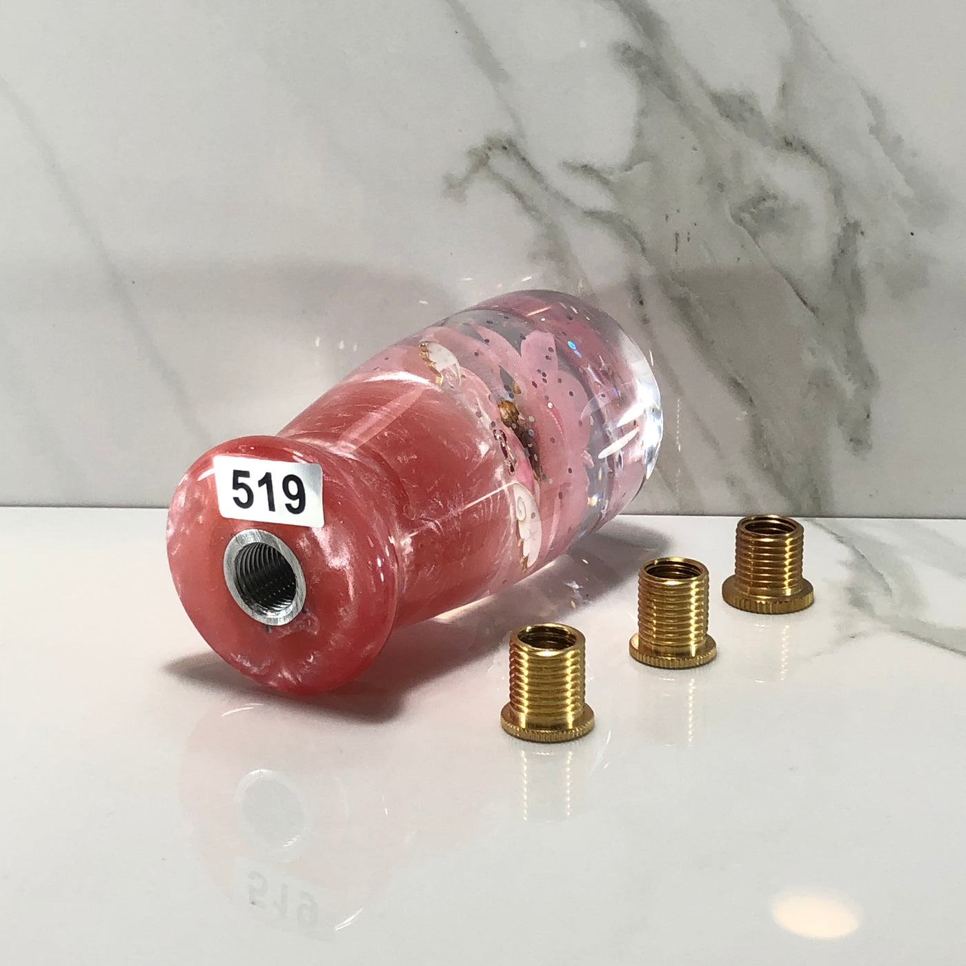 95mm Pink Charm Resin Shift Knob — 3.5 in, 12mm x 1.25