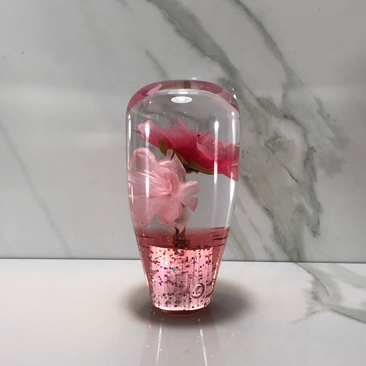 95mm Pink Blossom Resin Shift Knob — 3.5 in, 12mm x 1.25