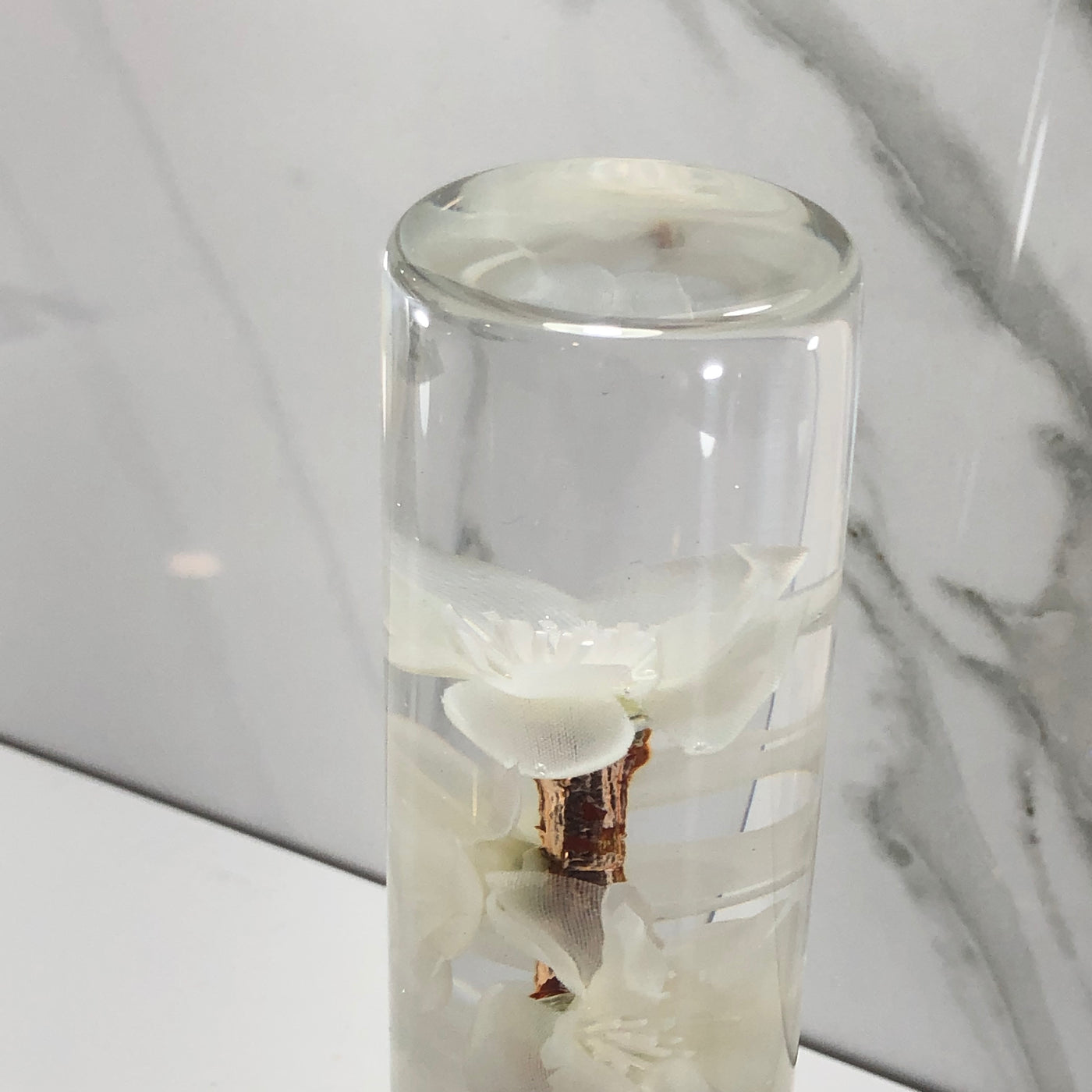 140mm White Blossom Resin Shift Knob — 5.5 in, 12mm x 1.25