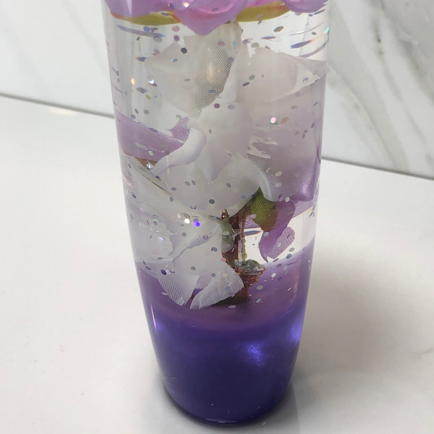 Mr__Grip 5 1/2 Inch Resin Custom Shift Knob purple And white  Cherry Blossom #423