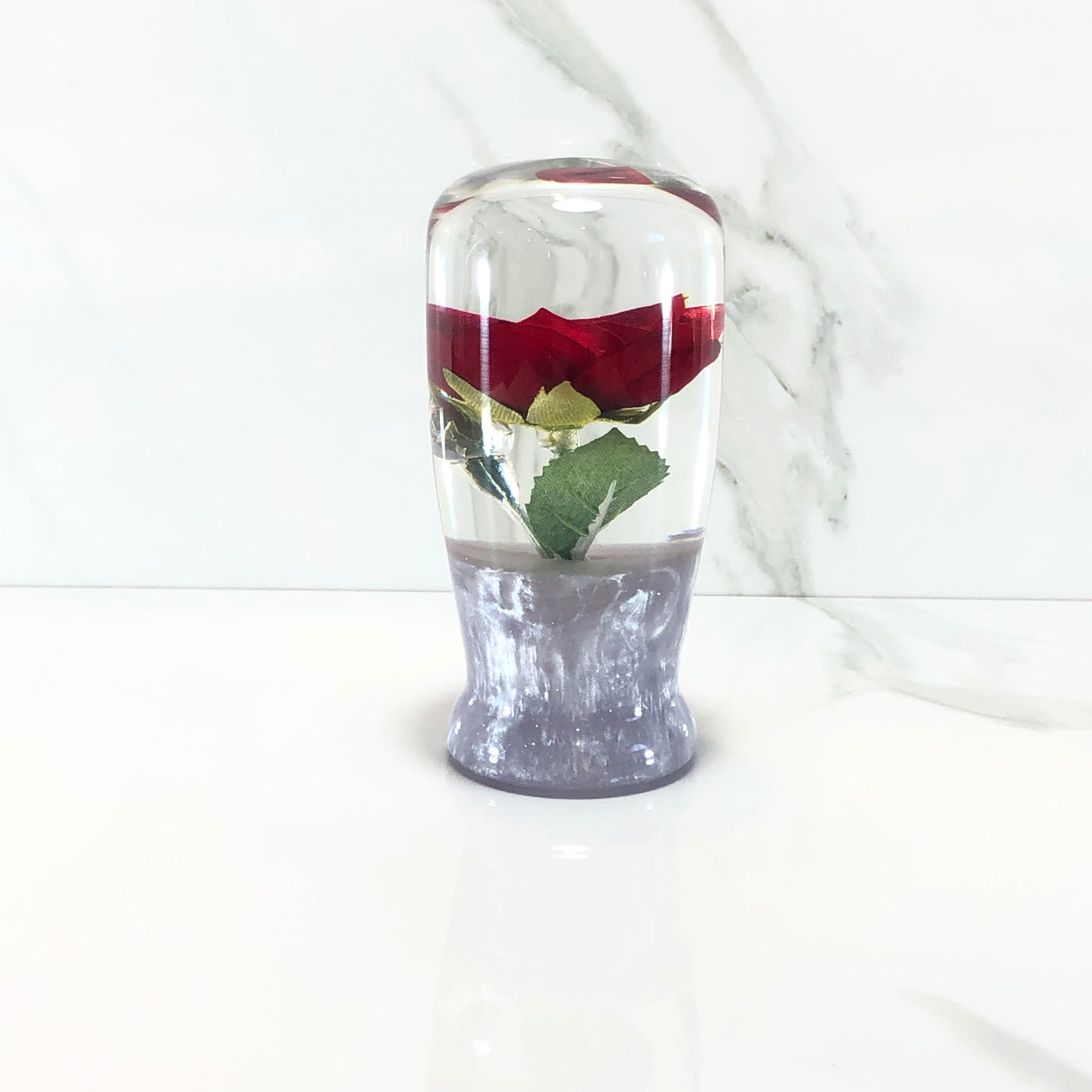 95mm Red Rose Resin Shift Knob — 3.5 in, 12mm x 1.25