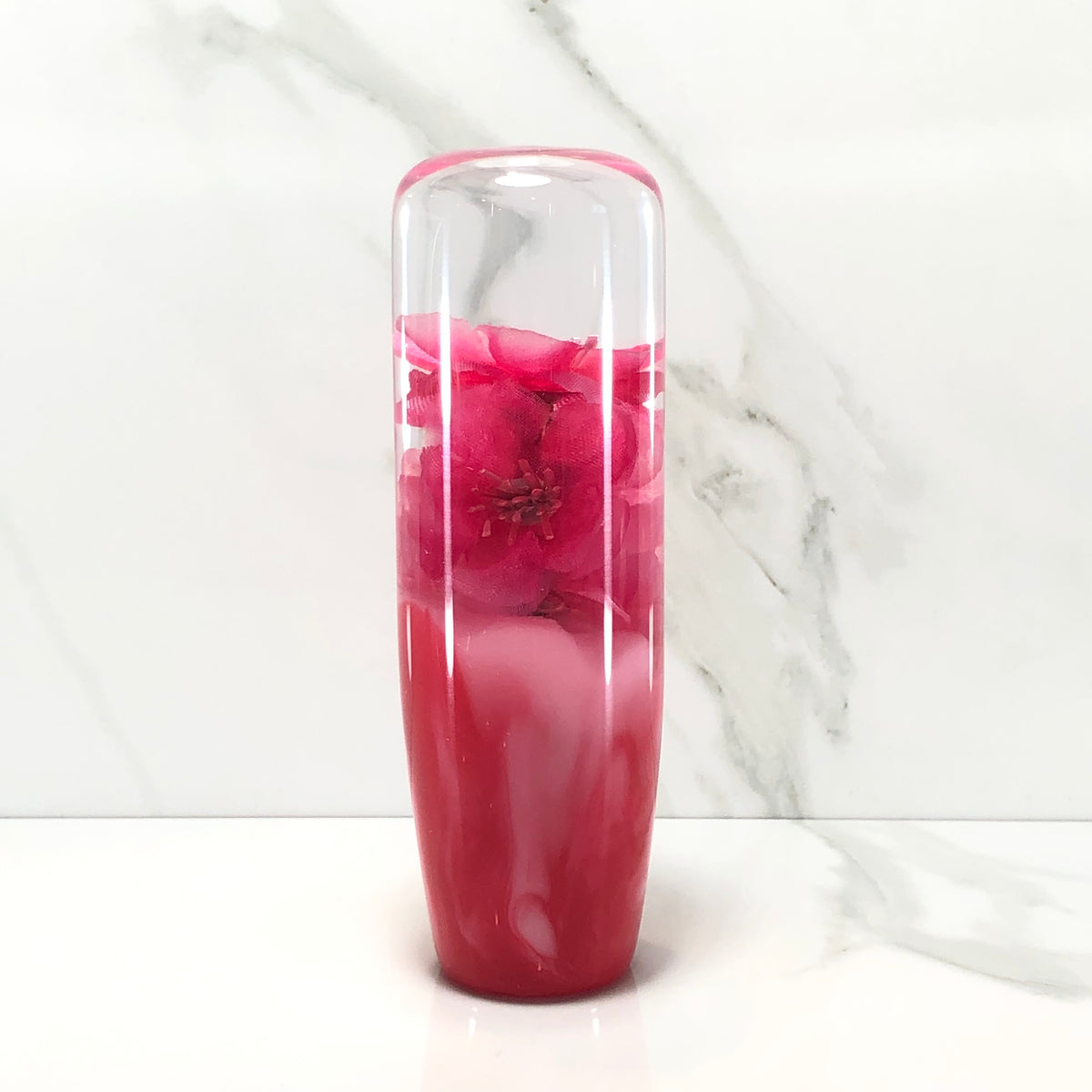 115mm Pink Flower Resin Shift Knob — 4.5 in, 12mm x 1.25