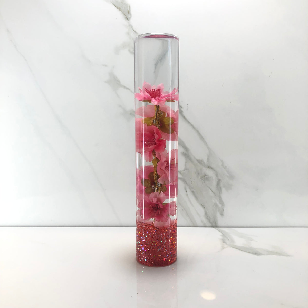 190mm Pink Cherry Blossom Resin Shift Knob — 7.5 in, 12mm x 1.25