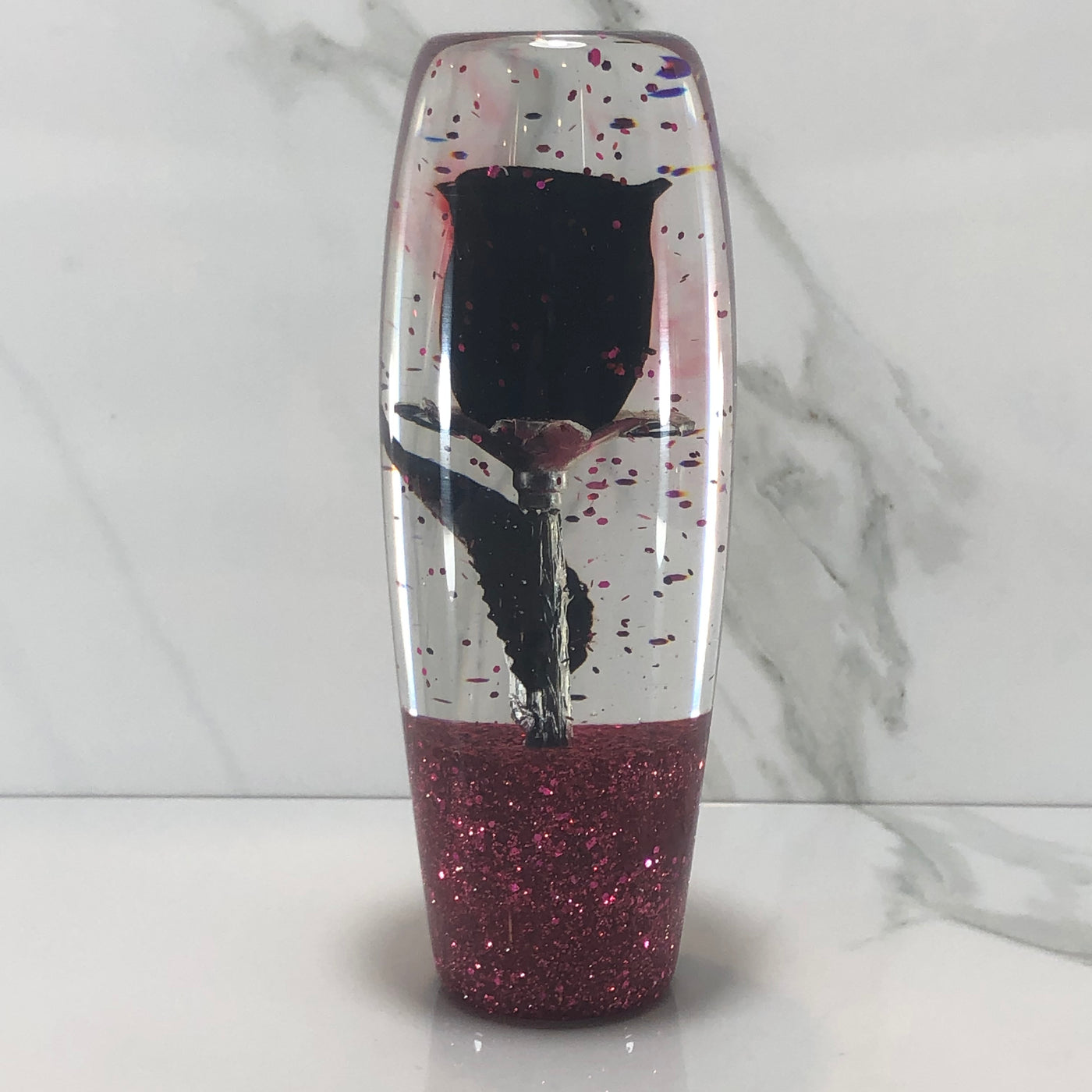 140mm Black Rose Resin Shift Knob — 5.5 in, 12mm x 1.25