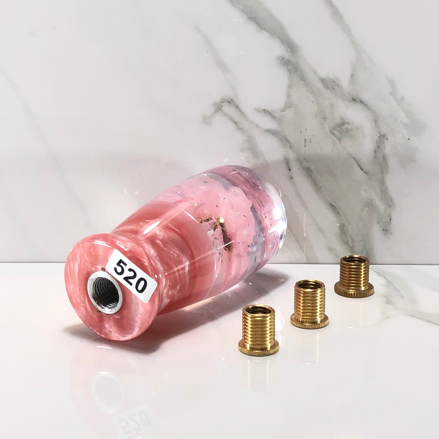 95mm Pink Resin Shift Knob — 3.5 in, 12mm x 1.25