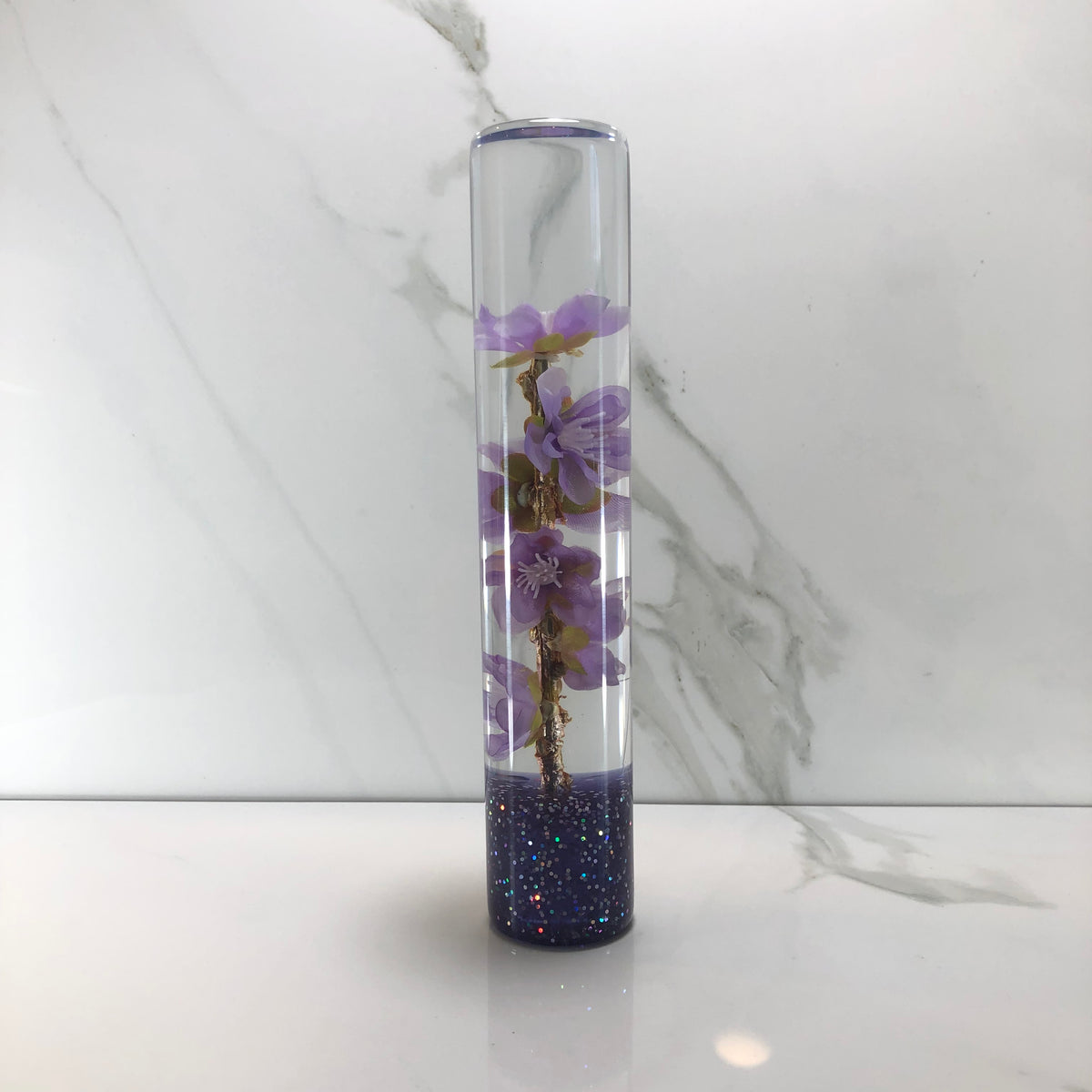 190mm Purple Cherry Blossom Resin Shift Knob — 7.5 in, 12mm x 1.25