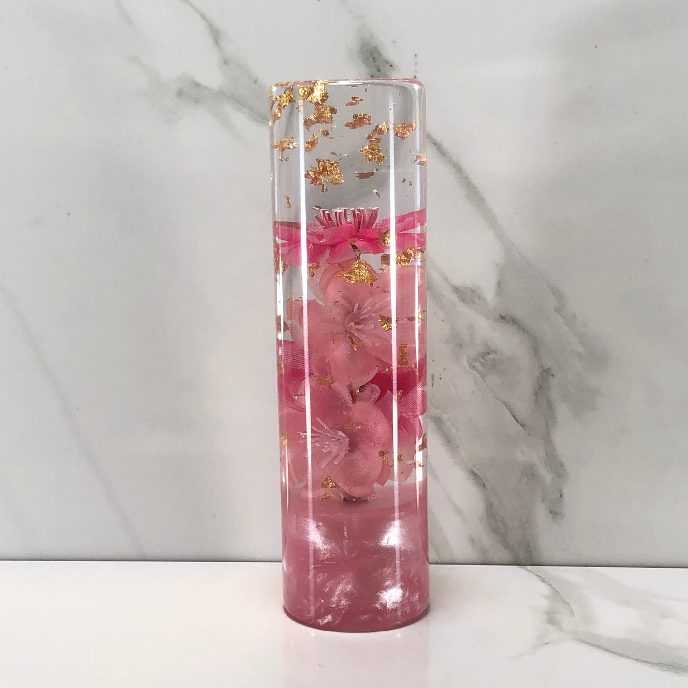 140mm Pink Cherry Blossom Resin Shift Knob — 5.5 in, 12mm x 1.25