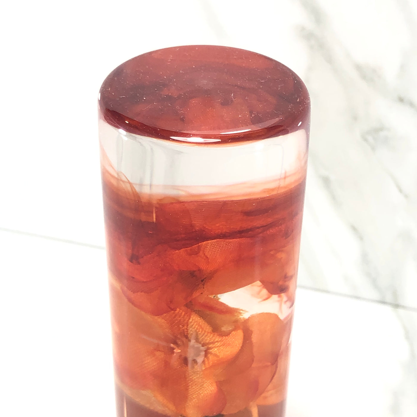 115mm Orange Cherry Blossom Resin Shift Knob — 4.5 in, 12mm x 1.25