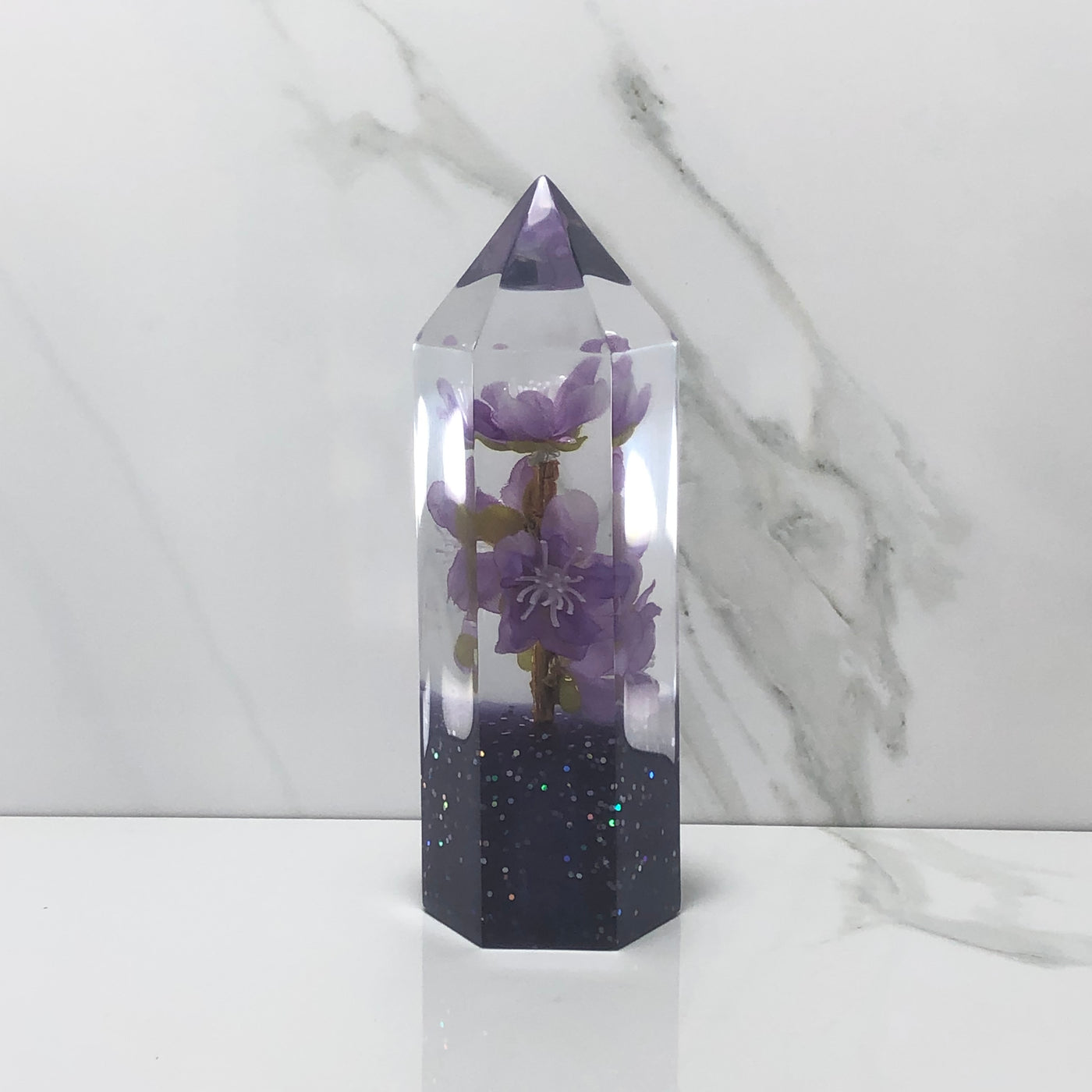 140mm Purple Blossom Resin Shift Knob — 5.5 in, 12mm x 1.25