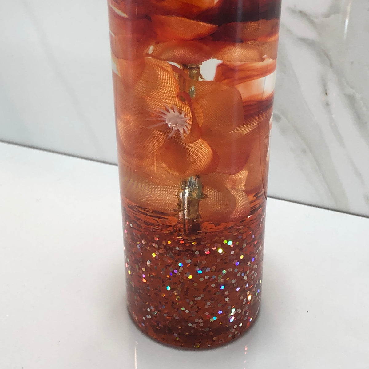 115mm Orange Flower Resin Shift Knob — 4.5 in, 12mm x 1.25