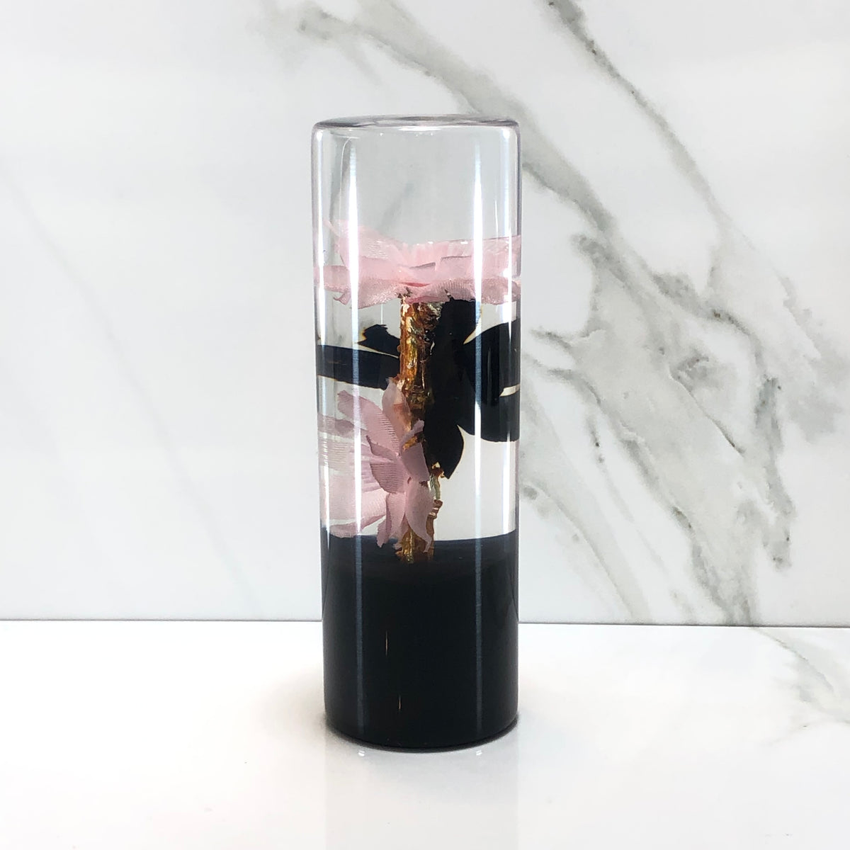 115mm Pink Black Blossom Resin Shift Knob — 4.5 in, 12mm x 1.25