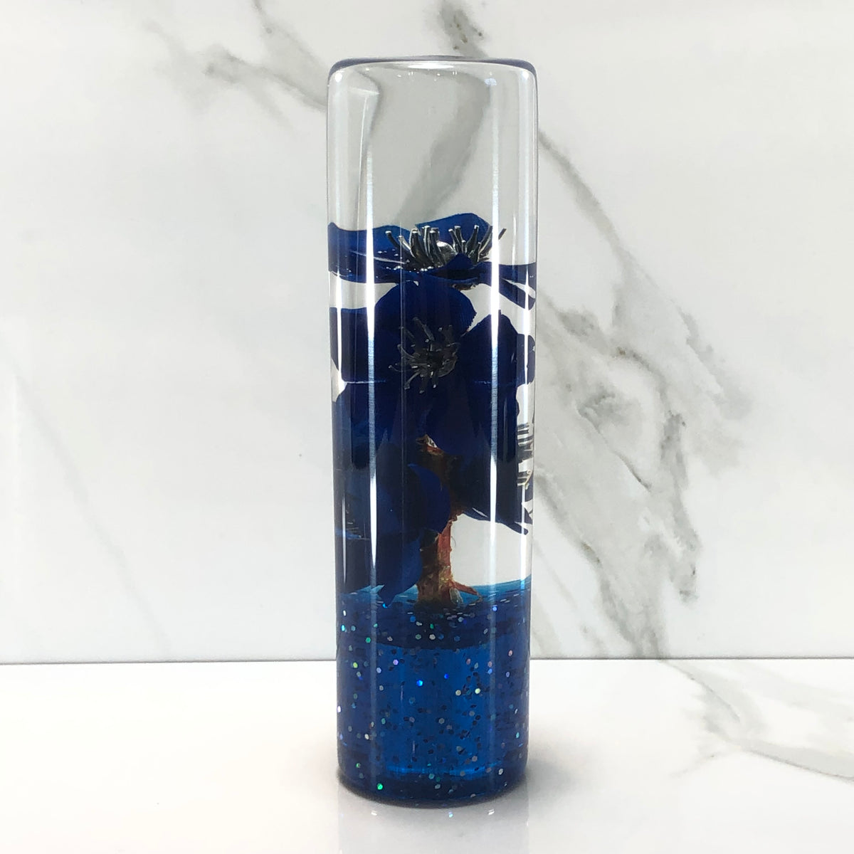 140mm Blue Blossom Resin Shift Knob — 5.5 in, 12mm x 1.25