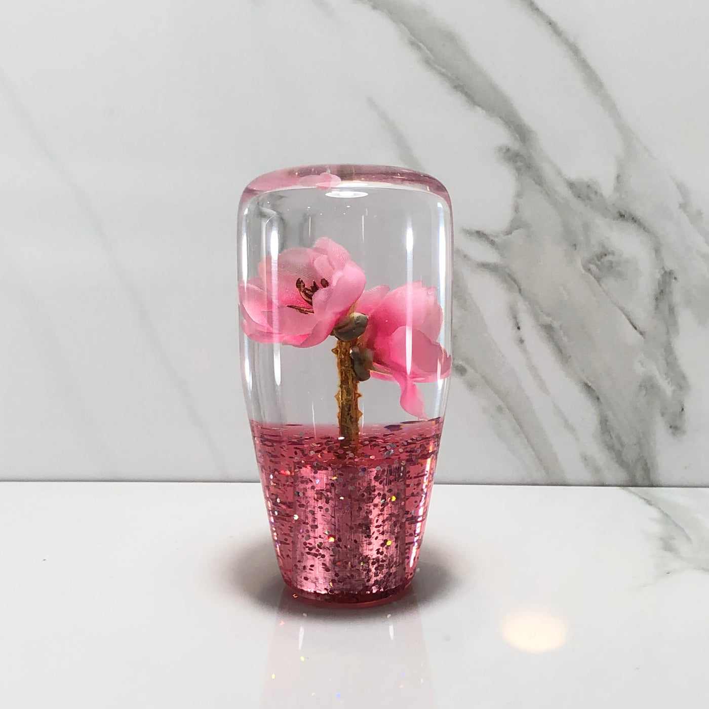 95mm Pink Blossom Resin Shift Knob — 3.5 in, 12mm x 1.25