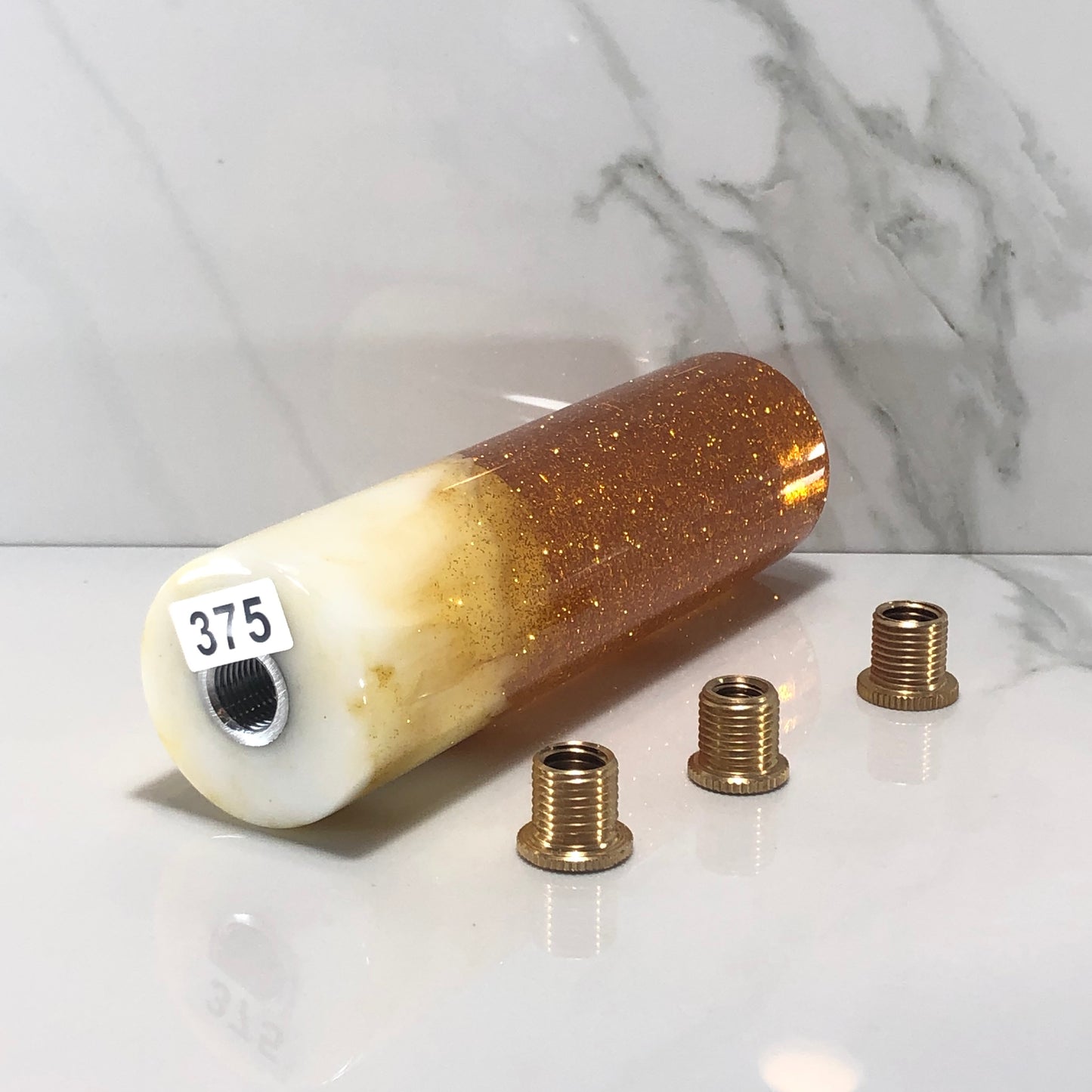 Mr__Grip 5 1/2 Inch Resin Custom Shift Knob honey gold glitter white #375